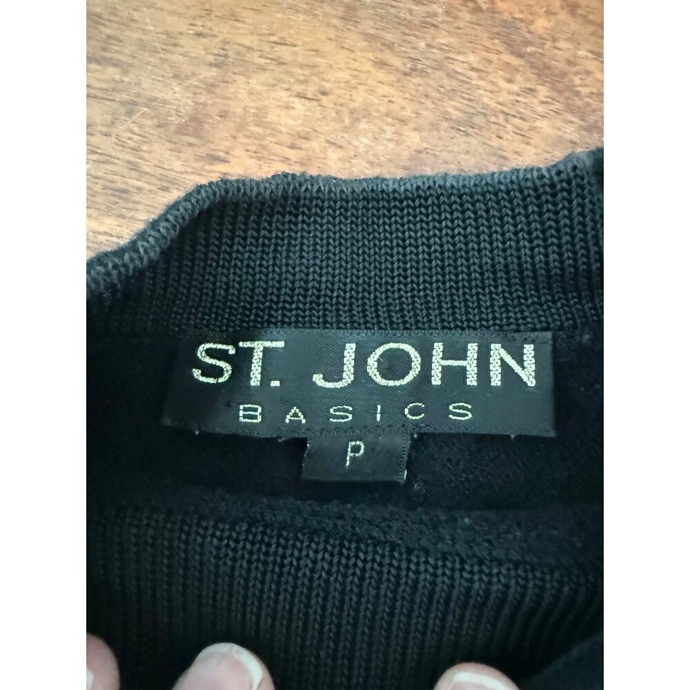 St. John Basics Vintage Black Knit Mock Neck Top Size Small - Picture 3 of 5